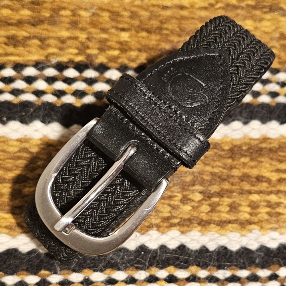Black Braided Women’s Belt with Silver Buckle